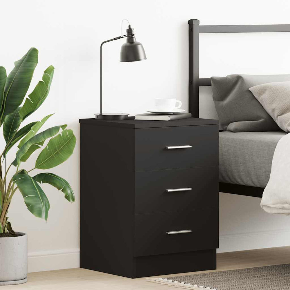 vidaXL Nightstand Black 38x35x56 cm Engineered Wood