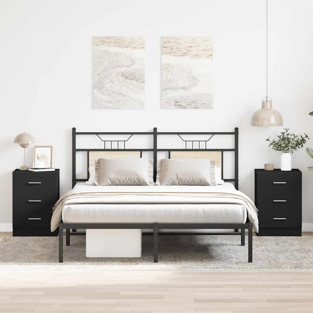 Nachttische Schwarz, 2er-Set