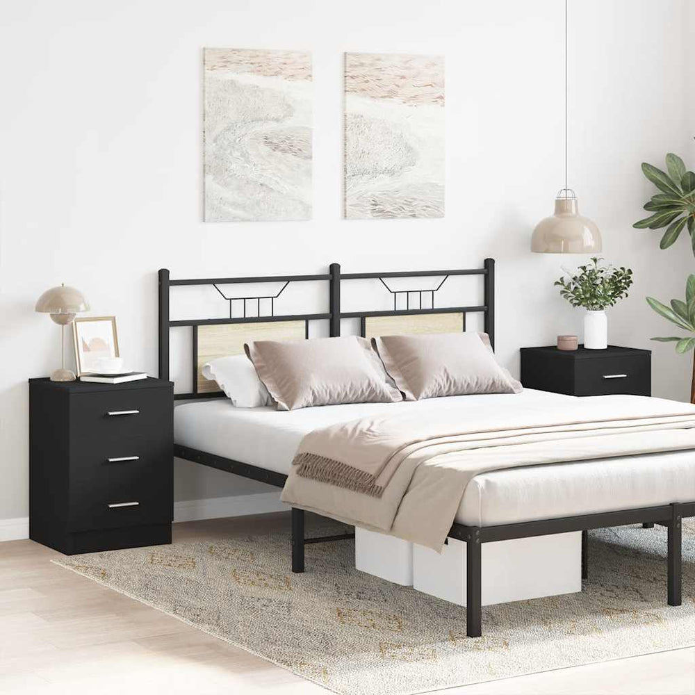 vidaXL Nightstands 2 pcs. Black 38x35x56 cm Engineered Wood
