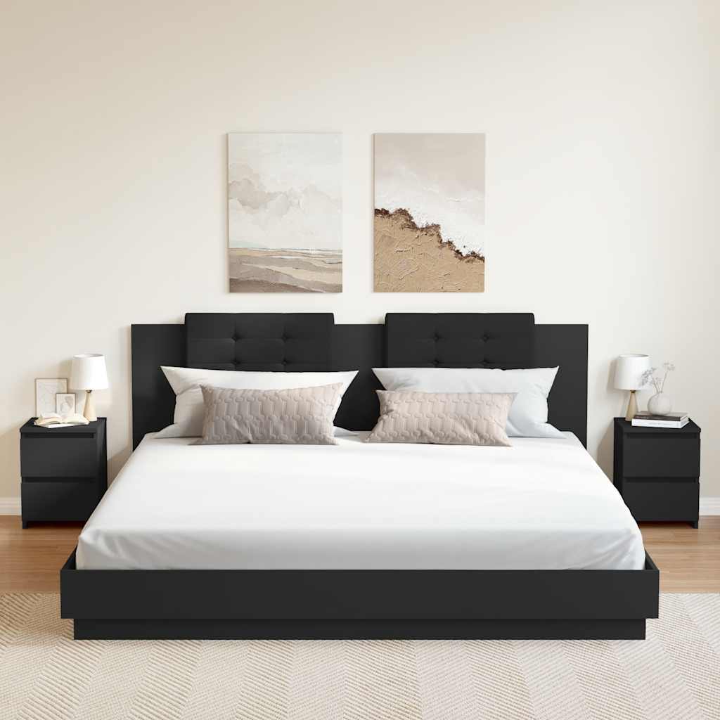 Nachttische 2er Set Schwarz Holz