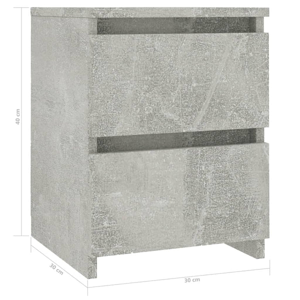 Nachttische 2er Set Betongrau 30x30x40cm