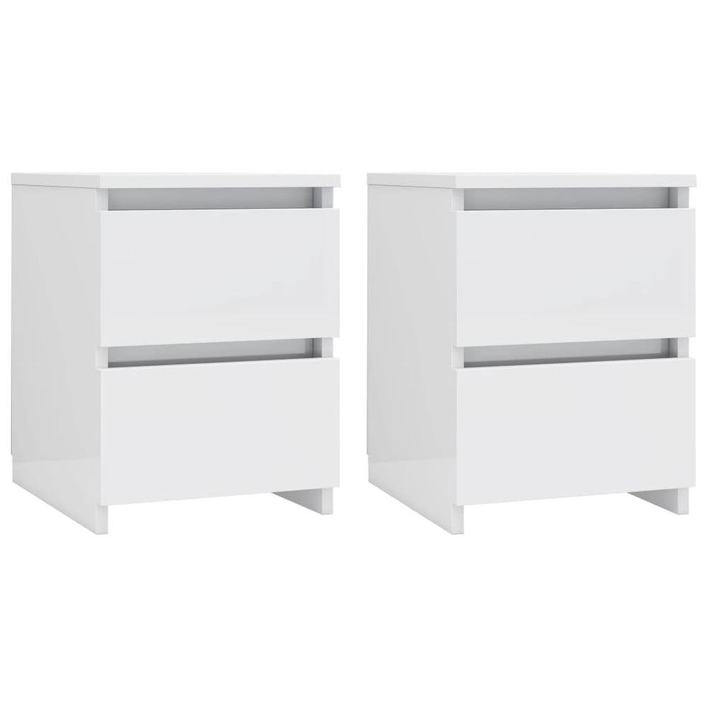 vidaXL Nightstands 2 pcs. High-Gloss White 30x30x40 cm Engineered Wood