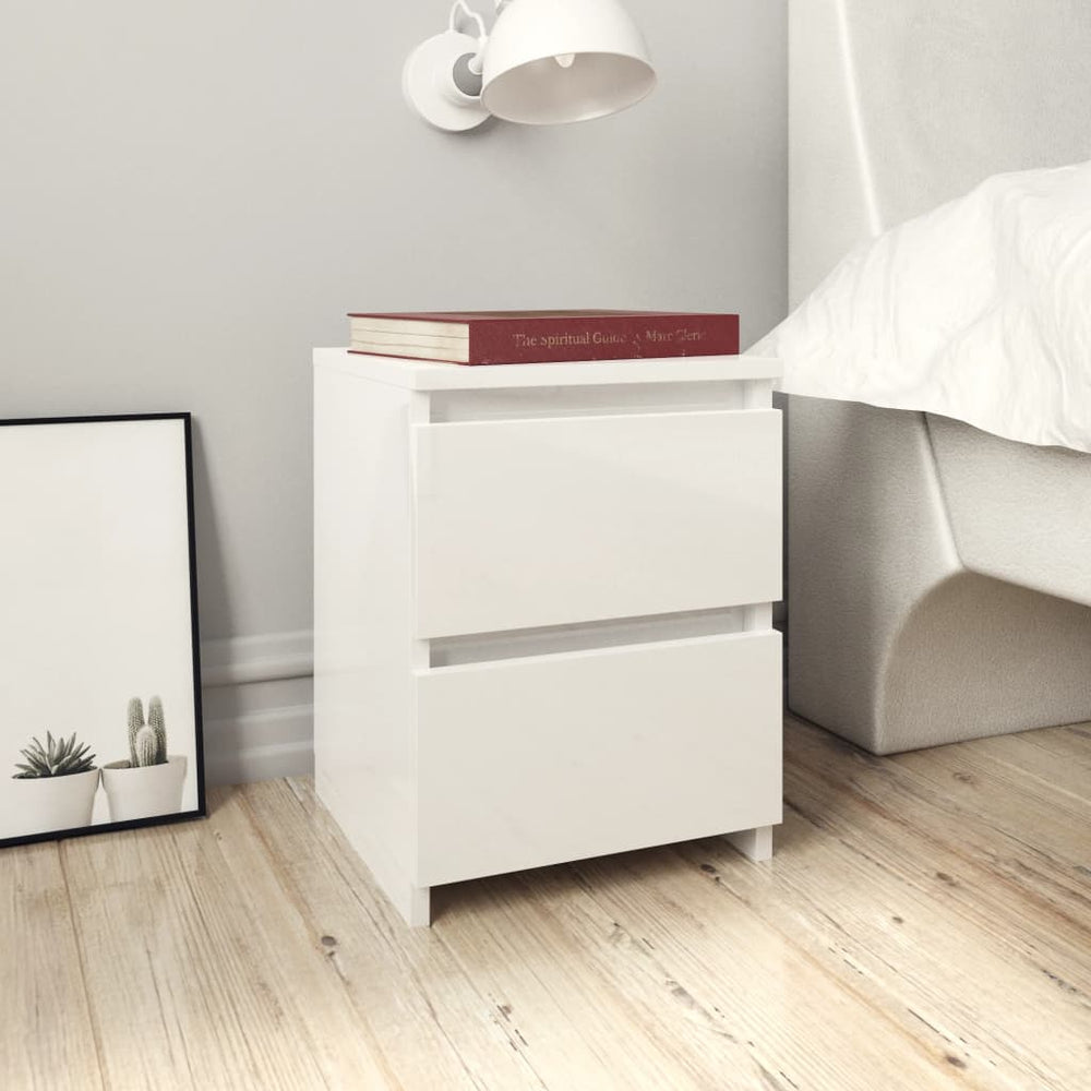 vidaXL Nightstands 2 pcs. High-Gloss White 30x30x40 cm Engineered Wood
