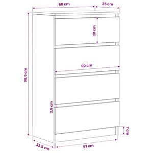 Schwarzes Sideboard 60 cm Holzwerkstoff