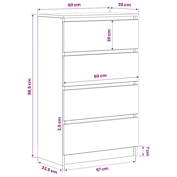 Schwarzes Sideboard 60 cm Holzwerkstoff