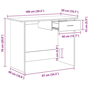 Betongrauer Schreibtisch 100x50 cm