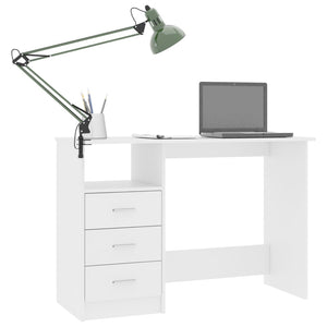 Schreibtisch Weiß mit Schubladen 110 cm