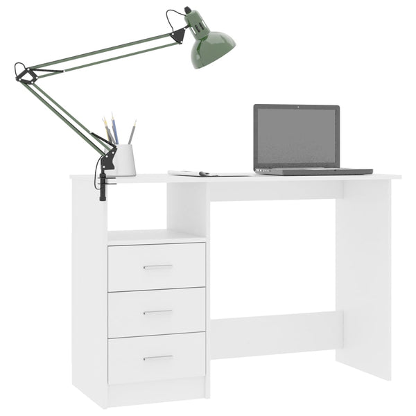 Schreibtisch Weiß mit Schubladen 110 cm