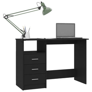 Schwarzer Schreibtisch mit Schubladen 110x50 cm