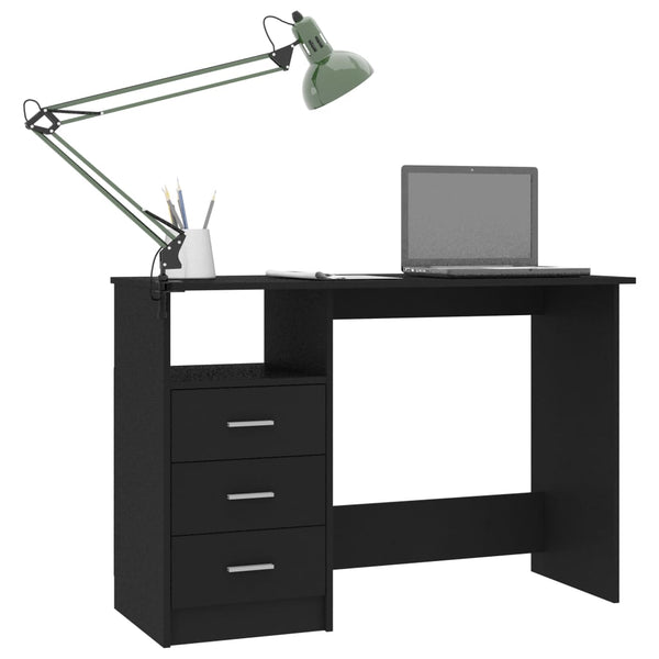 Schwarzer Schreibtisch mit Schubladen 110x50 cm