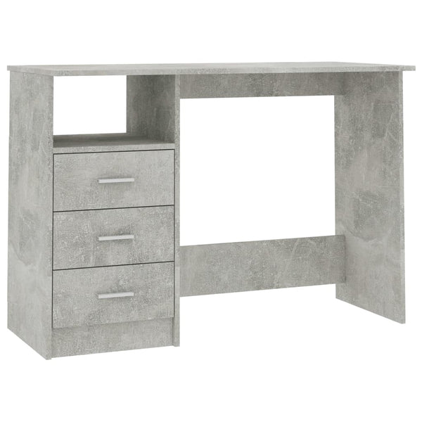 vidaXL Bureau avec tiroirs Gris béton 110x50x76 cm Bois d'ingénierie
