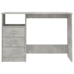 vidaXL Bureau avec tiroirs Gris béton 110x50x76 cm Bois d'ingénierie