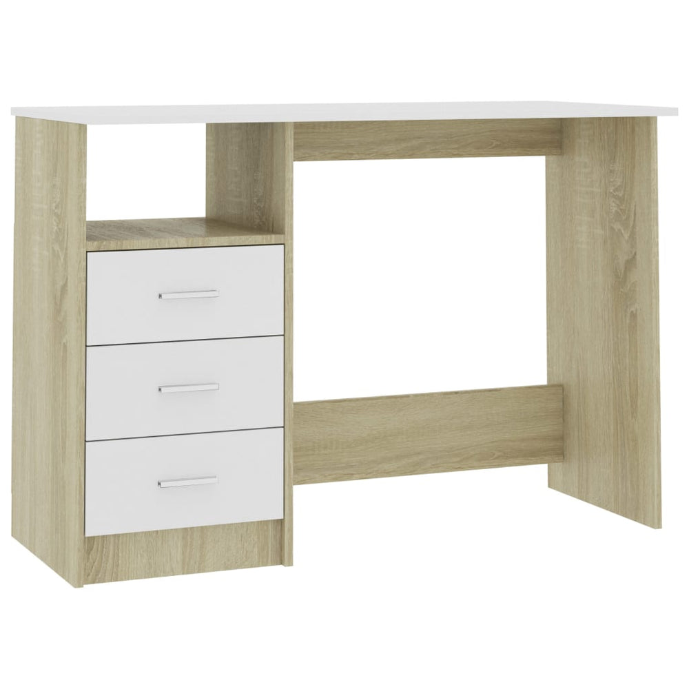 Schreibtisch Weiß Sonoma-Eiche 110 cm