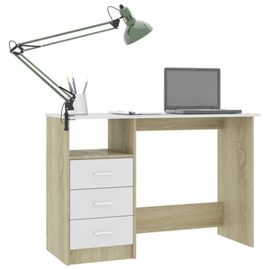 Schreibtisch Weiß Sonoma-Eiche 110 cm