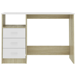 Schreibtisch Weiß Sonoma-Eiche 110 cm