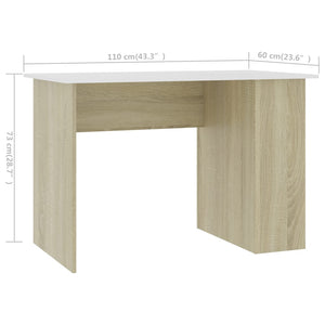 Schreibtisch Weiß/Sonoma-Eiche 110cm