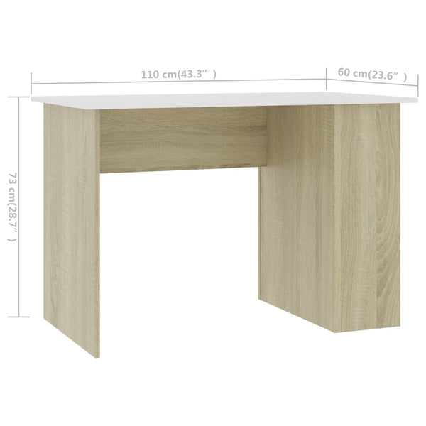 Schreibtisch Weiß/Sonoma-Eiche 110cm