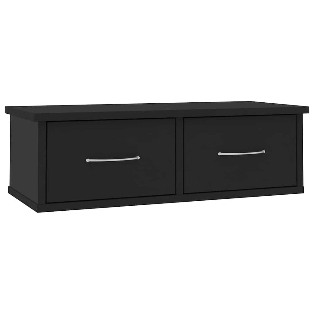 Wandregal mit Schubladen, Schwarz, 60 cm