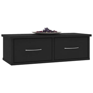 Wandregal mit Schubladen, Schwarz, 60 cm