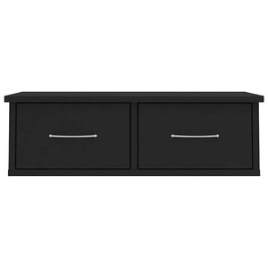 Wandregal mit Schubladen, Schwarz, 60 cm
