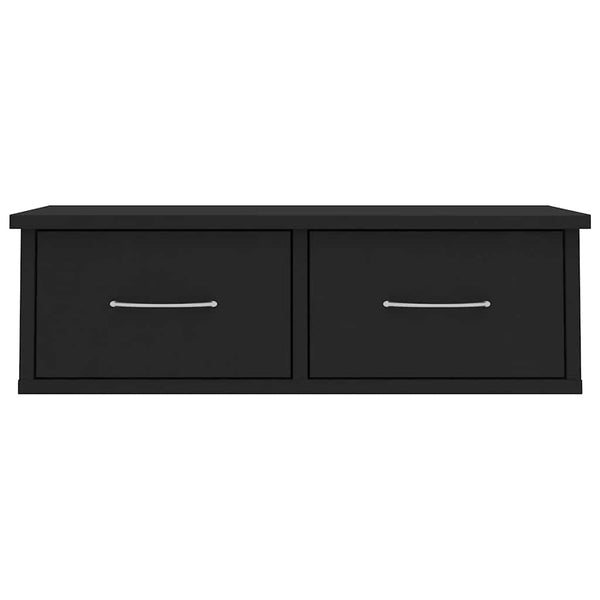 Wandregal mit Schubladen, Schwarz, 60 cm