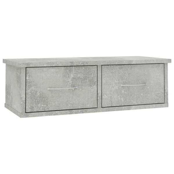 Wandregal mit Schubladen, Betongrau, 60cm