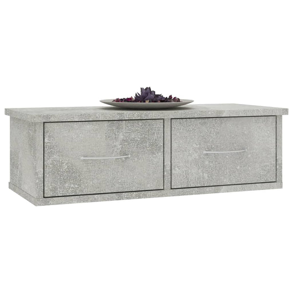 Wandregal mit Schubladen, Betongrau, 60cm