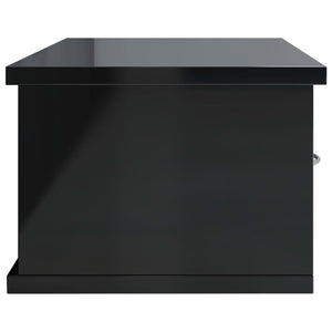 Wandregal mit Schubladen, Hochglanz Schwarz, 60 cm