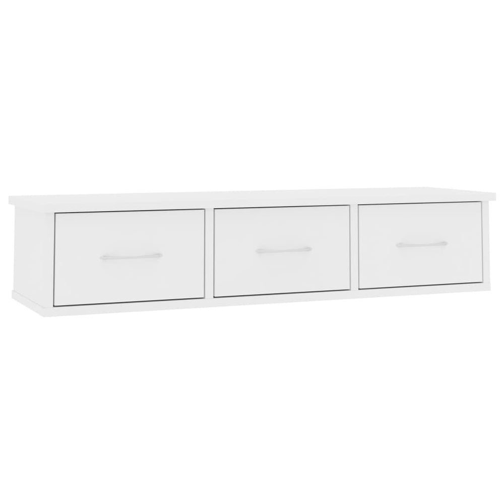 Wandregal mit Schubladen, Weiß, 88cm