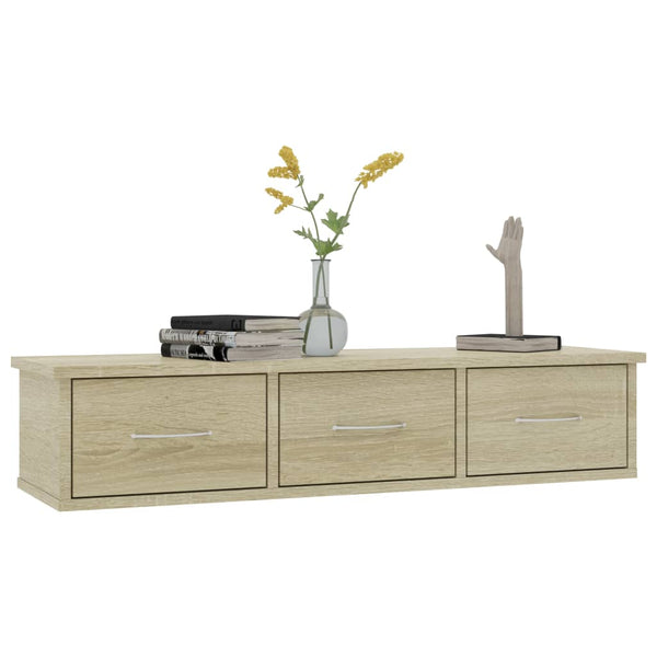 Wandregal mit Schubladen, Sonoma Eiche, 88 cm