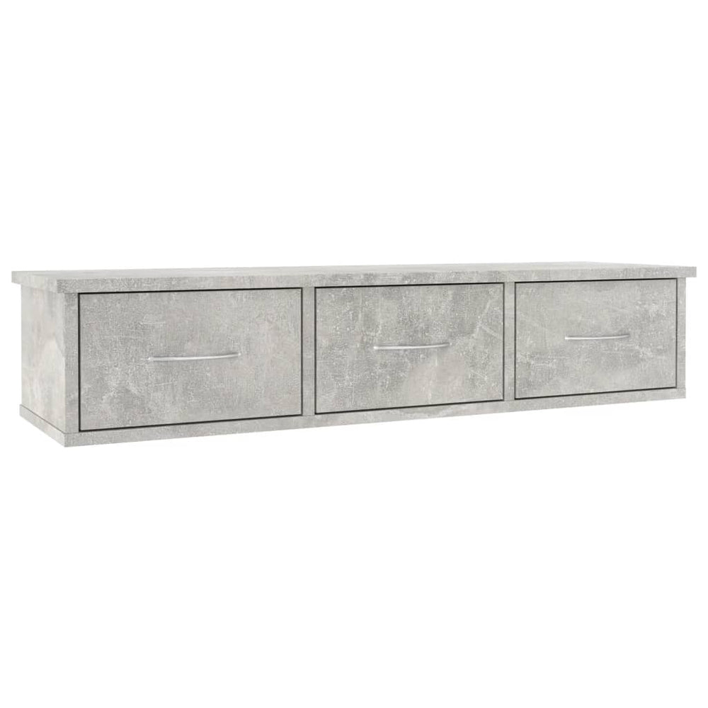 Wandregal mit Schubladen, Betongrau, 88 cm