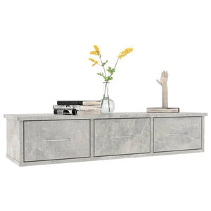 vidaXL Étagère murale à tiroirs gris béton 88x26x18,5 cm en bois d'ingénierie