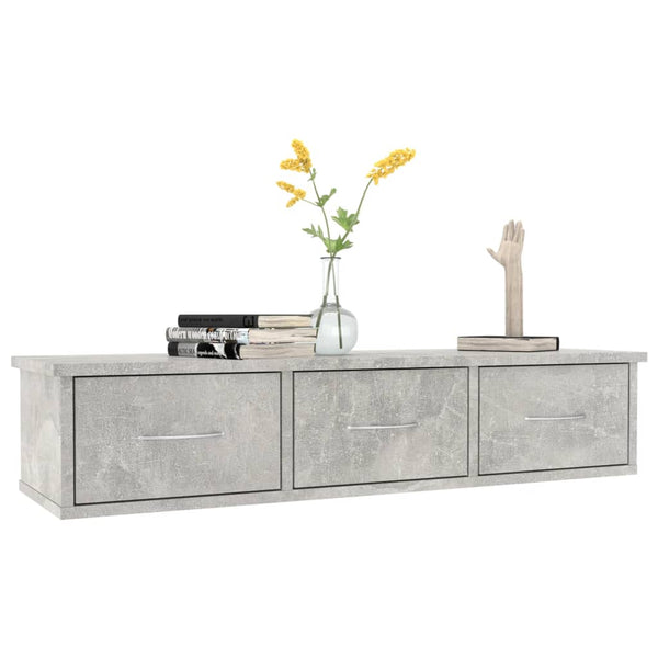 vidaXL Étagère murale à tiroirs gris béton 88x26x18,5 cm en bois d'ingénierie