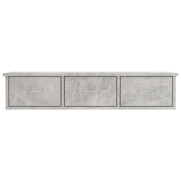 vidaXL Étagère murale à tiroirs gris béton 88x26x18,5 cm en bois d'ingénierie