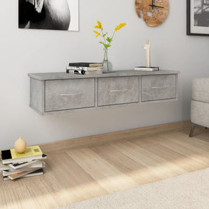 vidaXL Étagère murale à tiroirs gris béton 88x26x18,5 cm en bois d'ingénierie