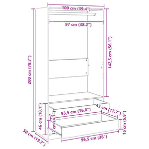 Weißer Kleiderschrank 100x50x200 cm