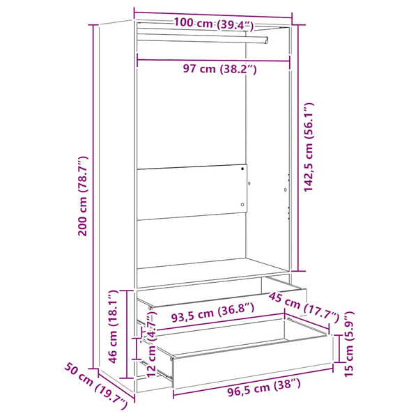 Weißer Kleiderschrank 100x50x200 cm