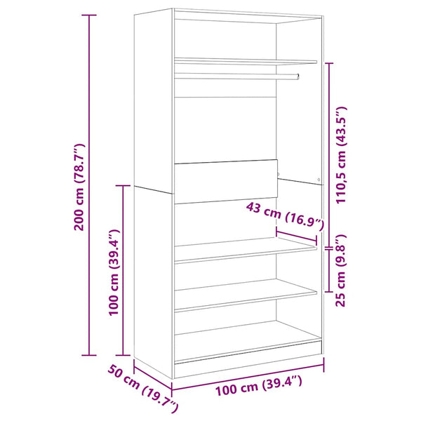 Hochglanz Kleiderschrank Weiß 100x50x200 cm