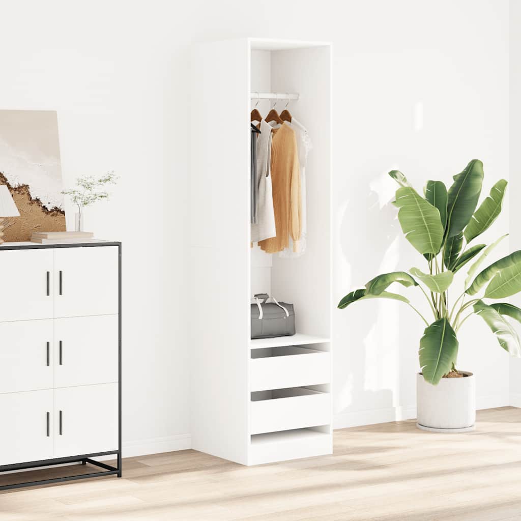 Weißer Kleiderschrank mit Schubladen 50x50x200