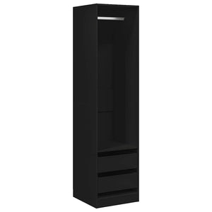 Schwarzer Kleiderschrank mit Schubladen 50x50x200cm