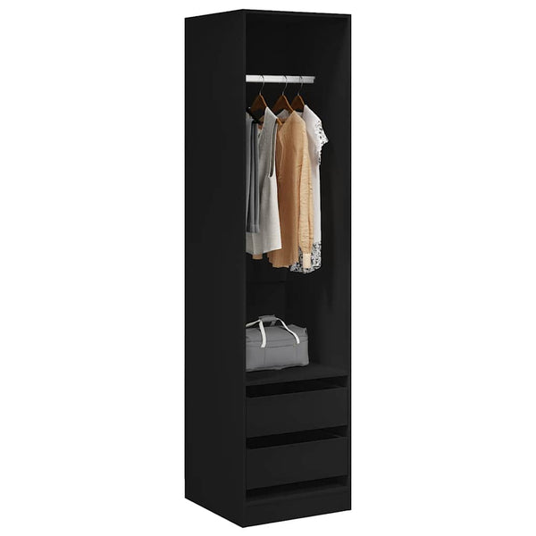 Schwarzer Kleiderschrank mit Schubladen 50x50x200cm