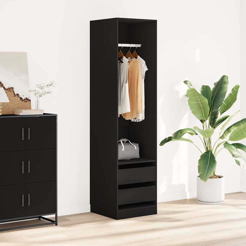 Schwarzer Kleiderschrank mit Schubladen 50x50x200cm