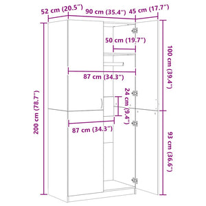 Weißer Kleiderschrank 90x52x200 cm