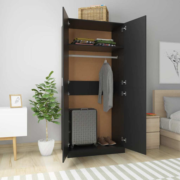 Schwarzer Kleiderschrank 90x52x200 cm