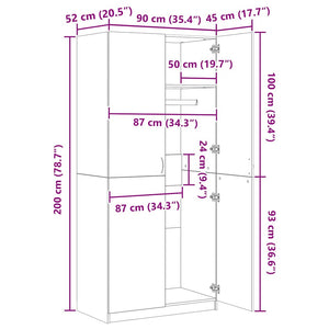Schwarzer Kleiderschrank 90x52x200 cm