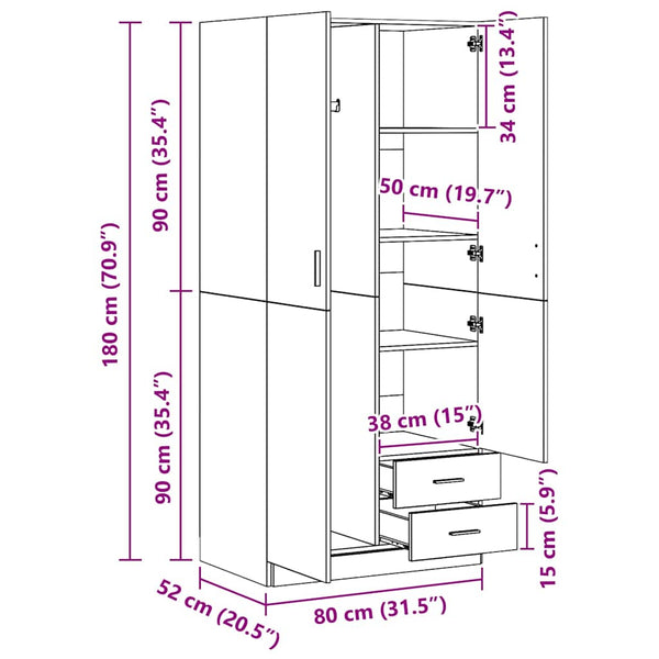 Schwarzer Kleiderschrank 80x52x180 cm