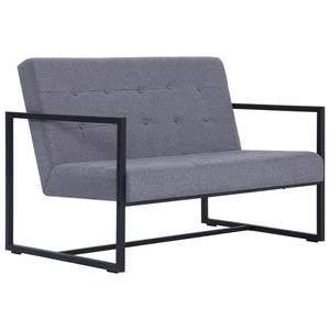 vidaXL Canapé 2 places avec accoudoirs Gris clair Acier et tissu