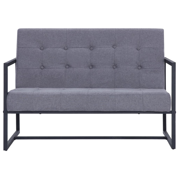 2-Sitzer-Sofa mit Armlehnen Hellgrau Stahl und Stoff