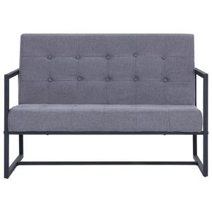 vidaXL Canapé 2 places avec accoudoirs Gris clair Acier et tissu