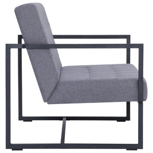vidaXL Canapé 2 places avec accoudoirs Gris clair Acier et tissu